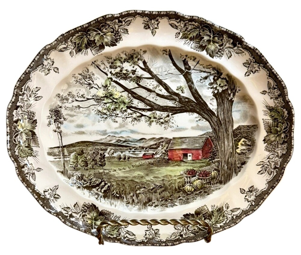 Johnson Bros Friendly Village Harvest Time Oval Serving Platter 13.5" England